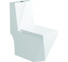 Унитаз-моноблок SantiLine SL-5013 безободковый, с микролифтом, белый, прямоугольный, 37x70 см