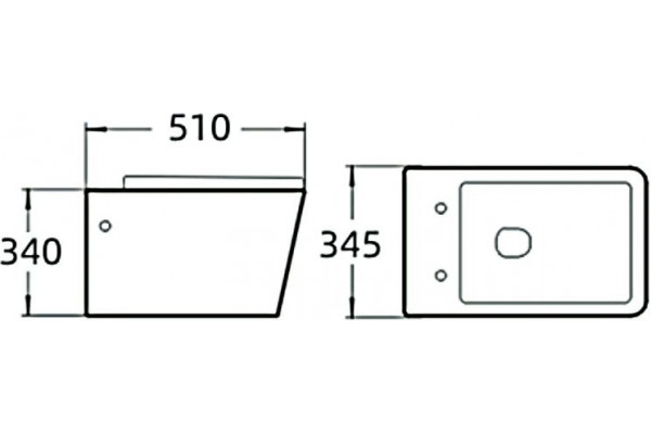 Унитаз подвесной SantiLine SL-5007 безободковый, с микролифтом, белый, прямоугольный, 34.5x51 см