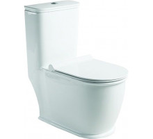 Унитаз-моноблок SantiLine SL-5019 безободковый, с микролифтом, белый, овальный, 41.5x70 см