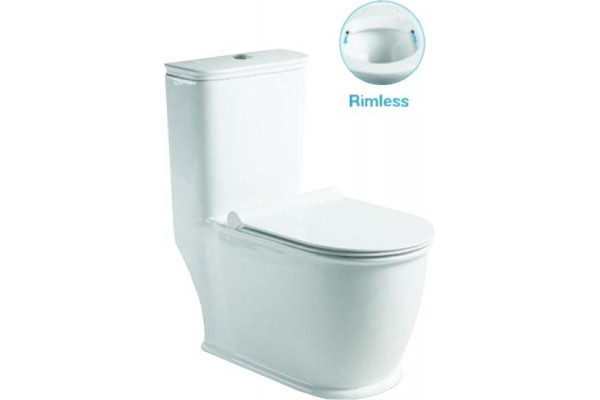 Унитаз-моноблок SantiLine SL-5019 безободковый, с микролифтом, белый, овальный, 41.5x70 см
