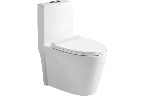 Унитаз-моноблок SantiLine SL-5012 безободковый, с микролифтом, овальный, 40x68 см