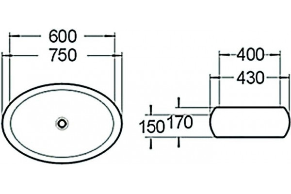 Раковина SantiLine SL-1036 овальная, цвет белый, на столешницу