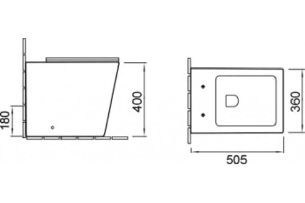 Унитаз приставной SantiLine SL-5021 белый, прямоугольный, 36x50.5 см