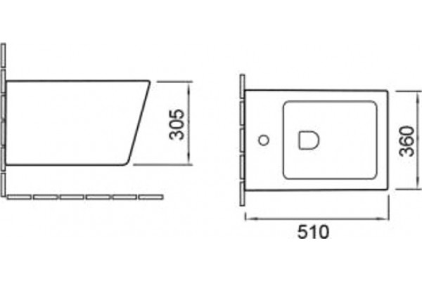 Биде подвесное SantiLine SL-5054 цвет белый, прямоугольное, 36x51 см