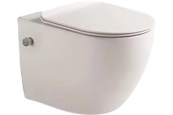 Унитаз подвесной SantiLine SL-5002SM-BD безободковый, с микролифтом, белый, овальный, 36.5x55 см