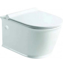 Унитаз подвесной SantiLine SL-5009 безободковый, с микролифтом, белый, овальный, 37x54.5 см