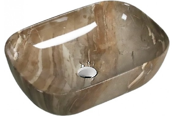 Раковина SantiLine SL-7023 темно-коричневый мрамор прямоугольная, на столешницу