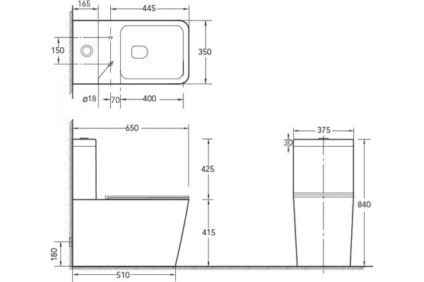 Унитаз-компакт SantiLine SL-5017 безободковый, с микролифтом, белый, 37.5x65 см