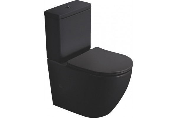 Унитаз-компакт SantiLine SL-5016MB безободковый, с микролифтом, черный матовый, 37.5x62 см