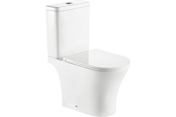 Унитаз-компакт SantiLine SL-5010 безободковый, с микролифтом, белый, 37.5x65 см