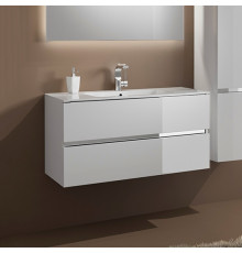 Тумба с раковиной Sanvit Кубэ-2 60 белый глянец, подвесная, с ящиками