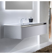 Тумба с раковиной Sanvit Кубэ-1 120 белый глянец, подвесная, с ящиками