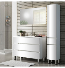 Мебель для ванной Sanvit Кубэ-3 100 белый глянец с ящиками, с подсветкой