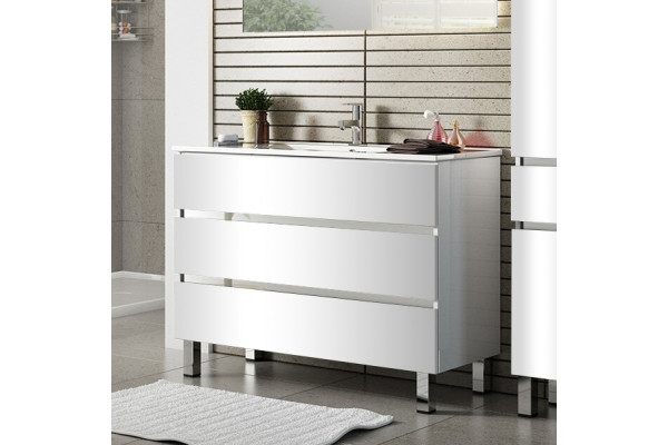 Мебель для ванной Sanvit Кубэ-3 100 белый глянец с ящиками, с подсветкой
