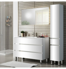 Мебель для ванной Sanvit Кубэ-3 120 белый глянец с ящиками, с подсветкой