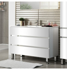 Тумба с раковиной Sanvit Кубэ-3 120 белый глянец, с ящиками, с доводчиками