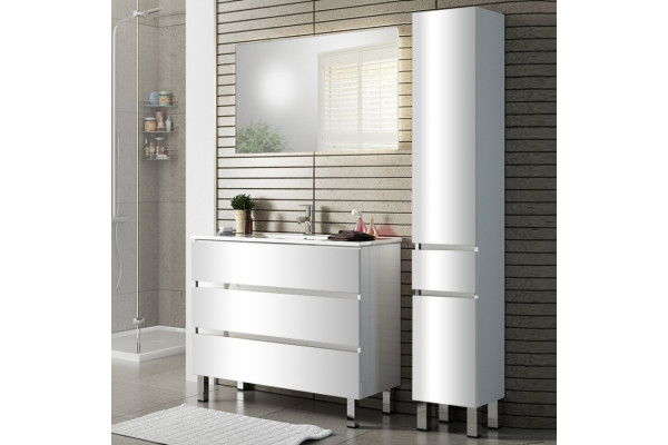 Тумба с раковиной Sanvit Кубэ-3 70 белый глянец, с ящиками, с доводчиками