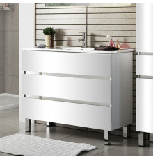 Тумба с раковиной Sanvit Кубэ-3 80 белый глянец, с ящиками, с доводчиками