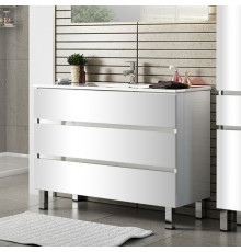 Тумба с раковиной Sanvit Кубэ-3 100 белый глянец, с ящиками, с доводчиками