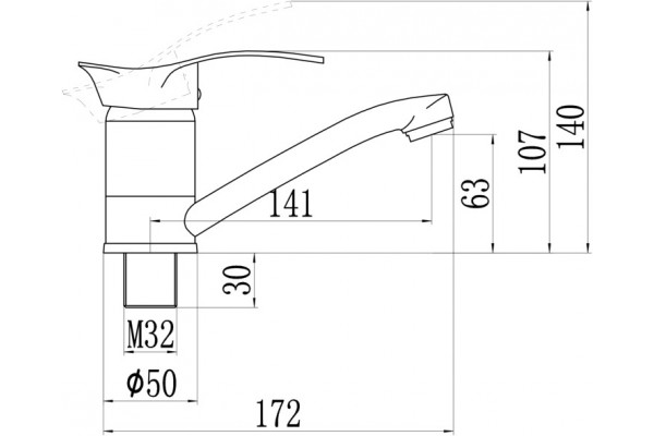 Смеситель для кухни Savol S-T4506-1 однорычажный, хром, высота излива 6.3 см
