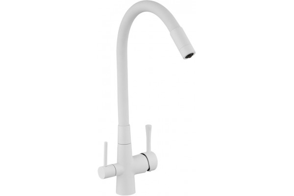 Смеситель для кухни Savol S-L1806W-02 с гибким изливом, однорычажный, белый