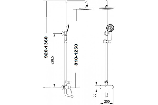 Душевая стойка Savol SK-H7401 хром, штанга 136 см, шланг 150 см