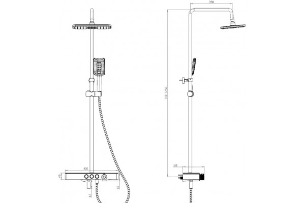 Душевая стойка Savol SK-H3245A хром, штанга 125 см, шланг 150 см