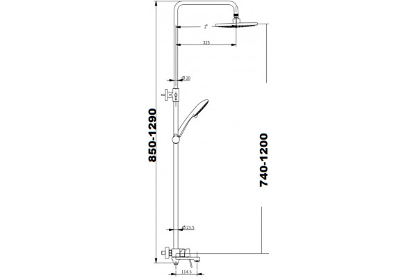 Душевая стойка Savol SK-H3401 хром, штанга 129 см, шланг 150 см