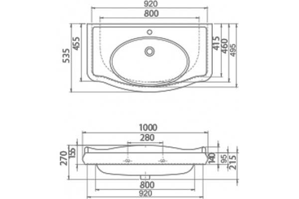 Мебельная раковина Smile CeraStyle Виктория 100 цвет белый, на тумбу