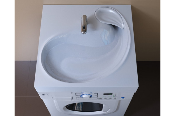Раковина над стиральной машиной Stella Polar Бьянка 60x60 с кронштейнами, квадратная, цвет белый