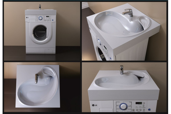 Раковина над стиральной машиной Stella Polar Бьянка 60x60 с кронштейнами, квадратная, цвет белый