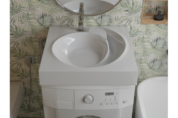 Раковина над стиральной машиной Stella Polar Киото 60x60 с кронштейнами, квадратная, цвет белый