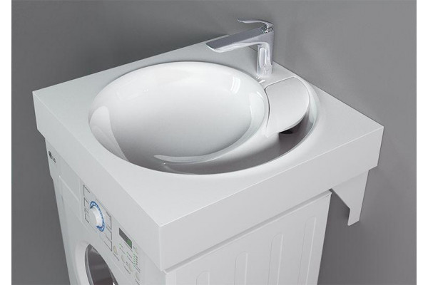 Раковина над стиральной машиной Stella Polar Киото 60x60 с кронштейнами, квадратная, цвет белый