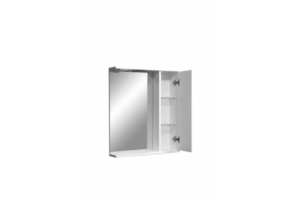 Зеркальный шкаф Stella Polar Ванда 60 см, подвесной, правый, с подсветкой, белый, с полками