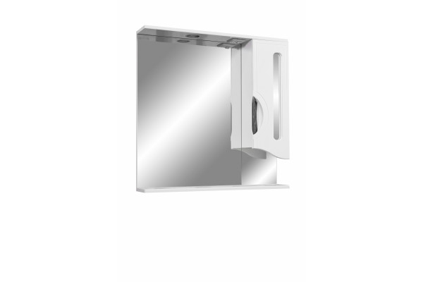 Зеркальный шкаф Stella Polar Сильва 80/C, с подсветкой, правый, белый, с полками