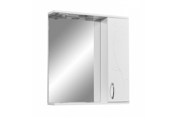 Зеркальный шкаф Stella Polar Фантазия 65/C подвесной, правый, с подсветкой, белый, с полками
