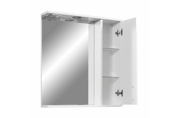 Зеркальный шкаф Stella Polar Фантазия 65/C подвесной, правый, с подсветкой, белый, с полками