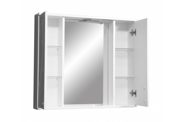 Зеркальный шкаф Stella Polar Фантазия 80/C с подсветкой, белый, с полками