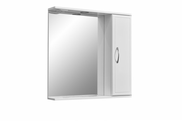 Зеркальный шкаф Stella Polar Концепт 70/C подвесной, с подсветкой, белый, правый, с полками