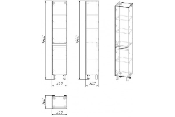 Пенал Stella Polar Кибела 35, напольный, цемент