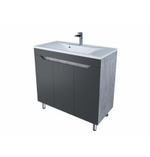 Тумба для комплекта Stella Polar Абигель 100 см, напольная, 3 дверки, серый-цемент в современном стиле