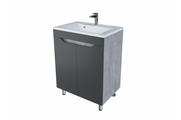 Тумба для комплекта Stella Polar Абигель 65 см, напольная, 2 дверки, серый-цемент в современном стиле