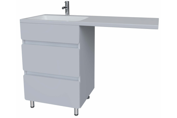 Мебель для ванной Stella Polar Корделия 60 см, напольная, 2 ящика, белая, левая в современном стиле
