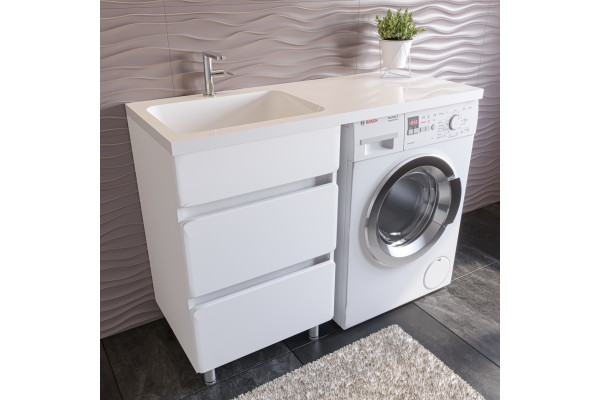 Мебель для ванной Stella Polar Корделия 50 см, напольная, 2 ящика, белая, левая в современном стиле