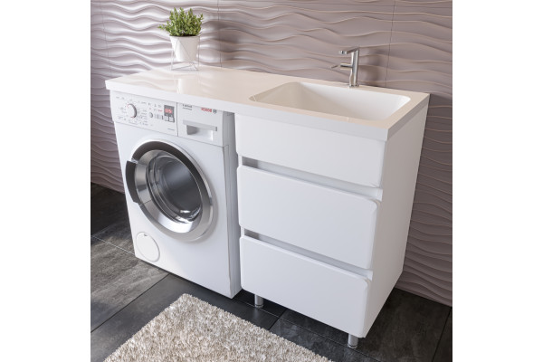 Мебель для ванной Stella Polar Корделия 50 см, напольная, 2 ящика, белая, правая, глянцевая