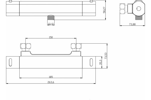 Термостат Swedbe Mercury 9053 для душа термостат, хром