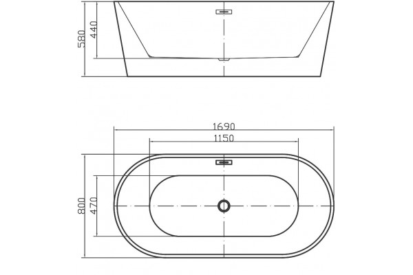 Акриловая ванна Swedbe Vita 8800G овальная, отдельностоящая, объем 228 л.