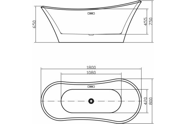 Акриловая ванна Swedbe Vita 8834 овальная, отдельностоящая, объем 210 л.