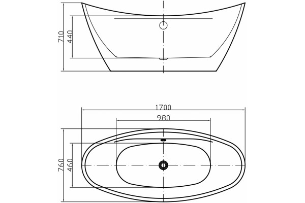 Акриловая ванна Swedbe Vita 8805 овальная, отдельностоящая, объем 184 л.