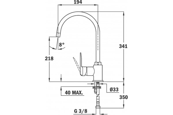 Смеситель TEKA SP 55995020S песочный бежевый однорычажный, высота излива 21.8 см
